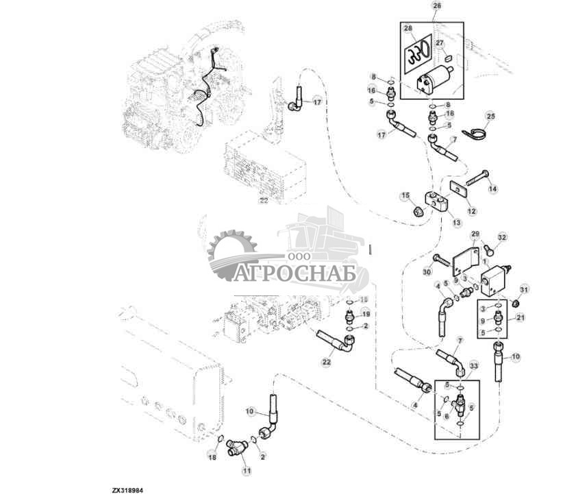 Гидравлические соединения для гидравлического привода поворотного жалюзи радиатора 